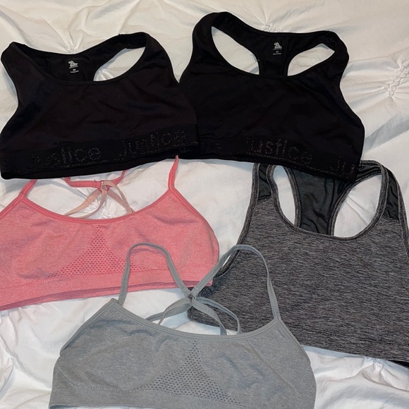 Other - EUC - girls sports bra bundle - 5 bras - 2 large /1 xl / 1  -30 / 1 -32
